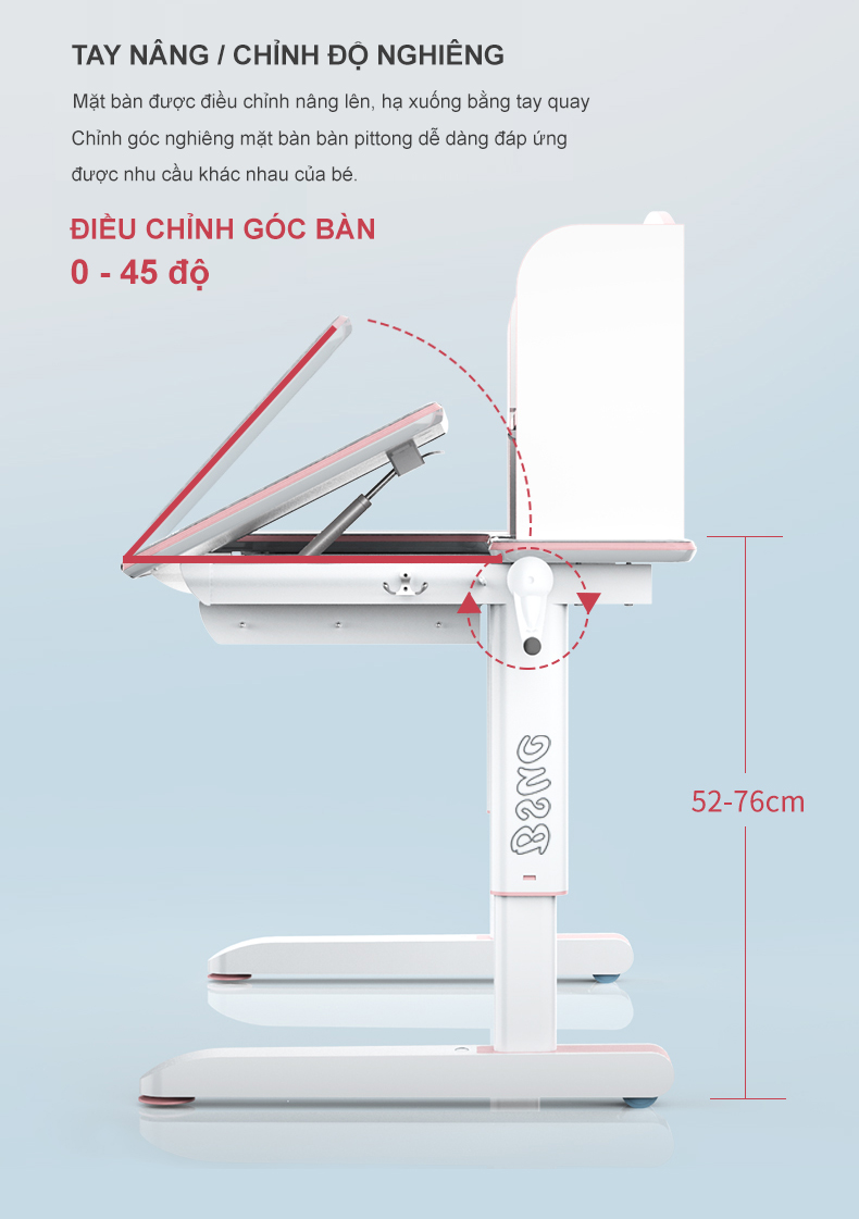 Tính năng hiện đại tay nâng và chức năng chỉnh độ nghiêng của bàn Tính năng hiện đại tay nâng và chức năng chỉnh độ nghiêng của bàn