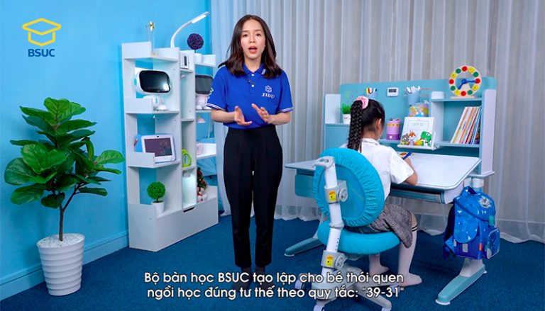 Hình ảnh sản phẩm bàn học thông minh BSUC DS-91200L-1 và ghế DRY-502S