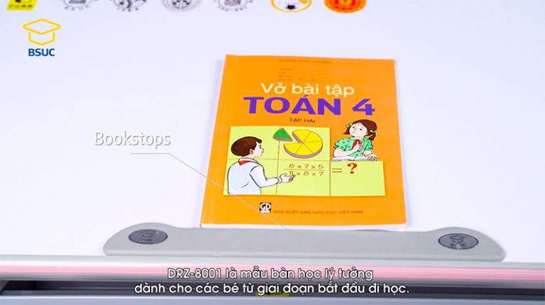 Phụ kiện bookstop (chặn sách) giúp giữ ổn định vị trí sách vở khi mặt bàn điều chỉnh nghiêng hạ.