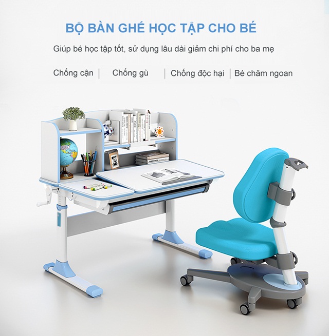 Thiết kế hiện đại, vật liệu cao cấp bền chắc, giúp bé sử dụng lâu dài