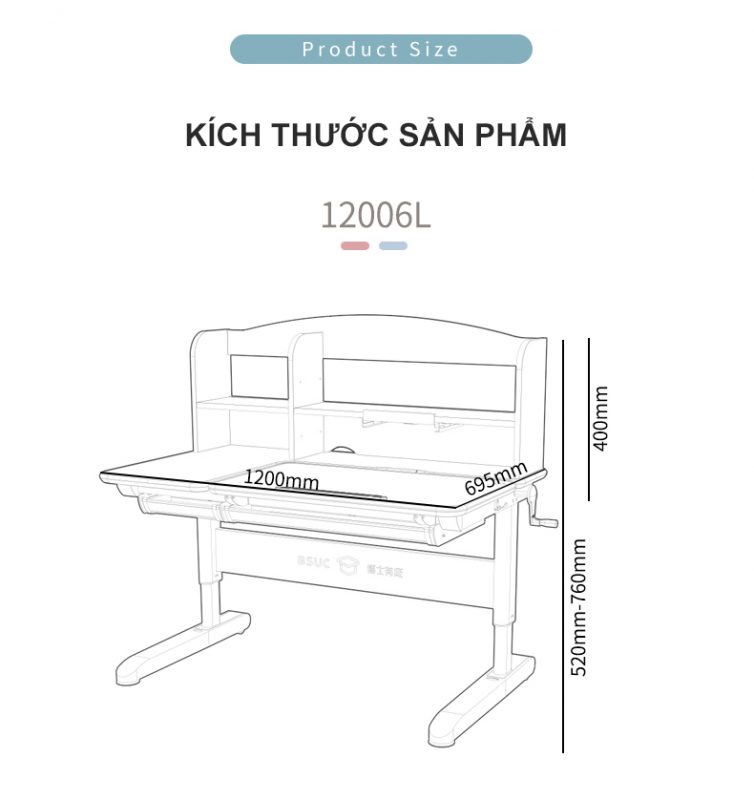 Kích thước chi tiết của sản phẩm bàn DRZ-12006