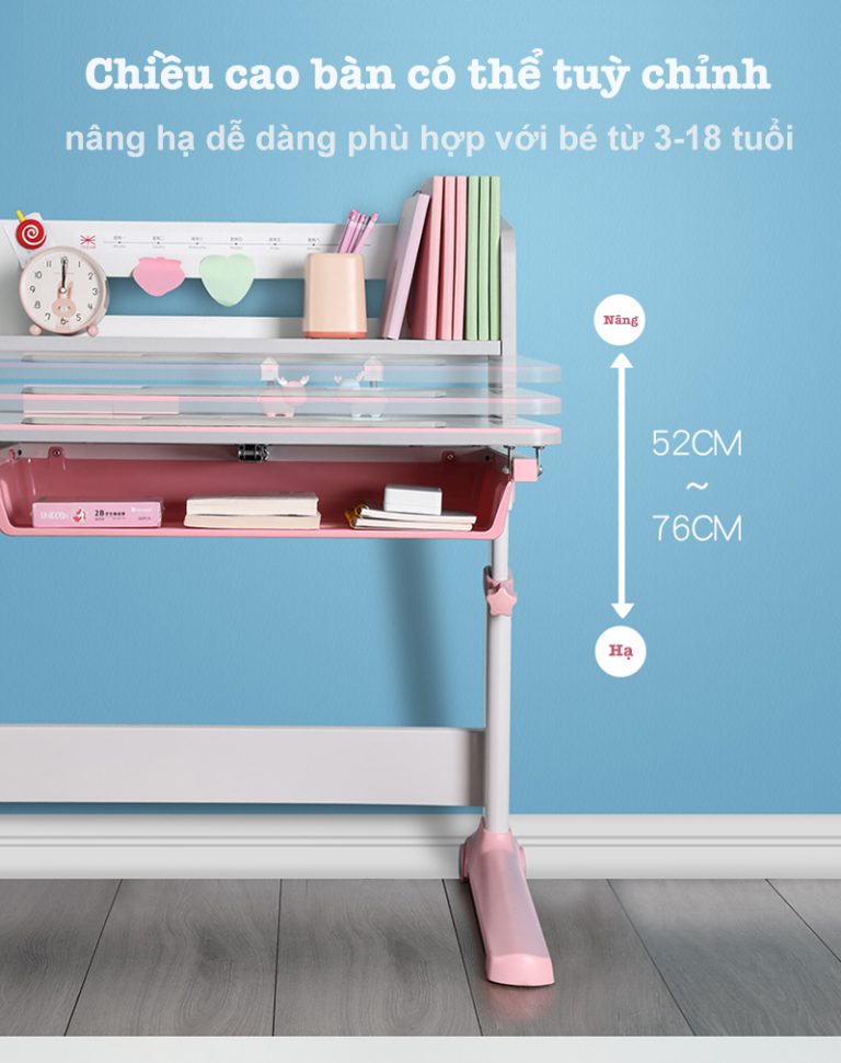 Chiều cao bàn tuỳ chỉnh nâng hạ dễ dàng